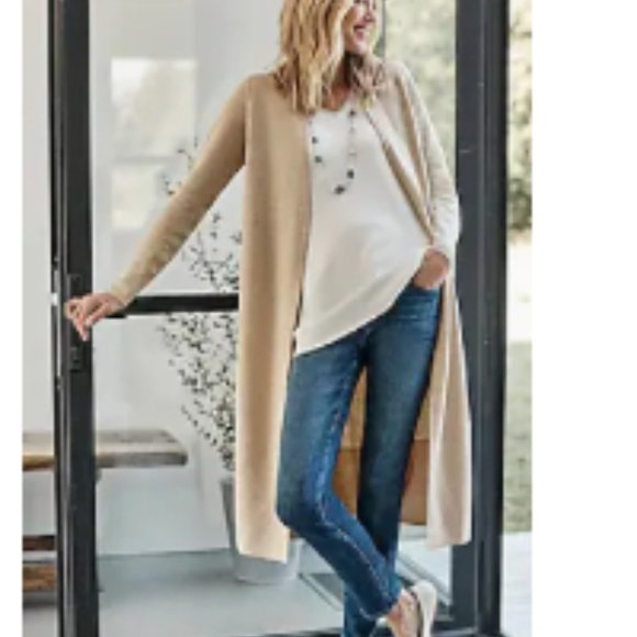 J. Jill Sweaters - NEW J. Jill Reversible Color-Block Long Cardi in Almond Heather/Barley. LP.